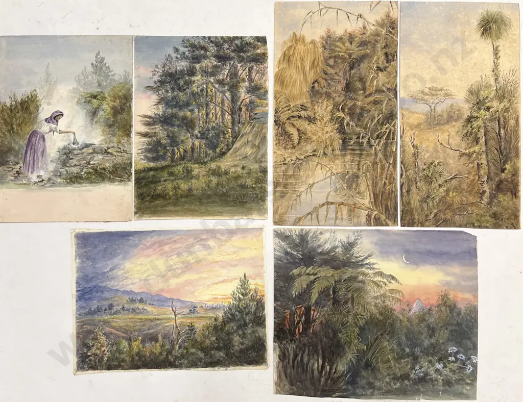 Francis Hamar Arden - 6 Unframed Watercolour Studies Image 1++