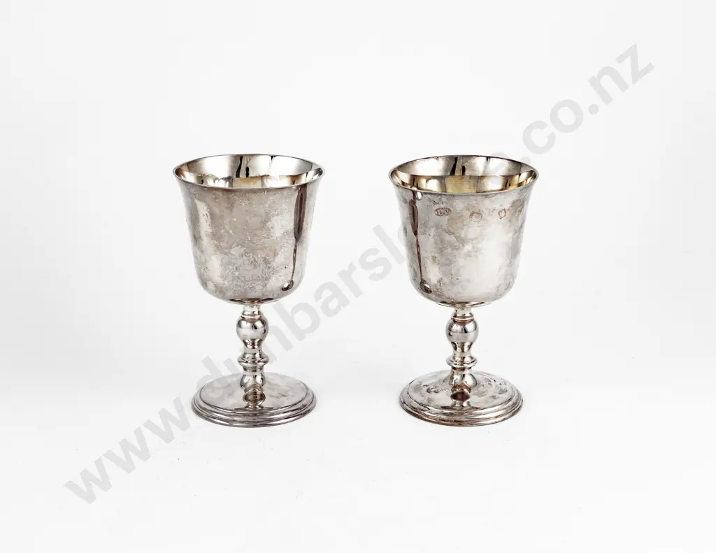 Pair QEII S/S Wine Goblets Image 1++