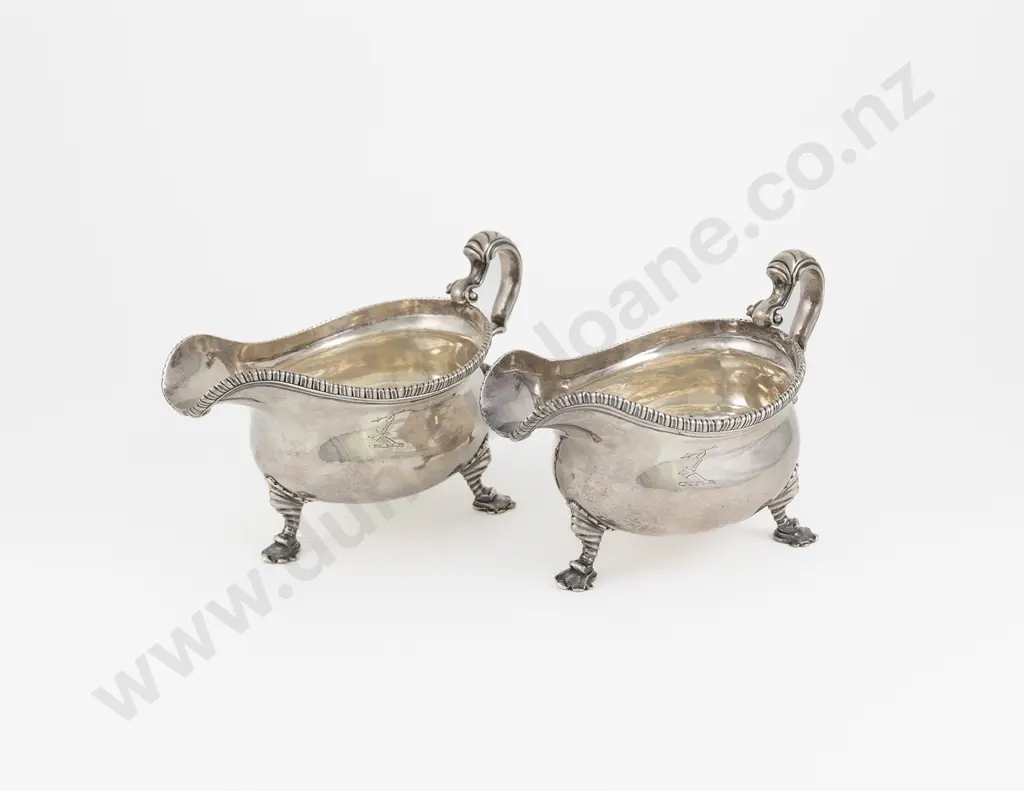 Superb & Rare Pair Of Geo II S/S Gravy Boats Image 1++