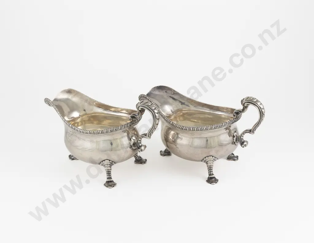 Superb & Rare Pair Of Geo II S/S Gravy Boats Image 1++