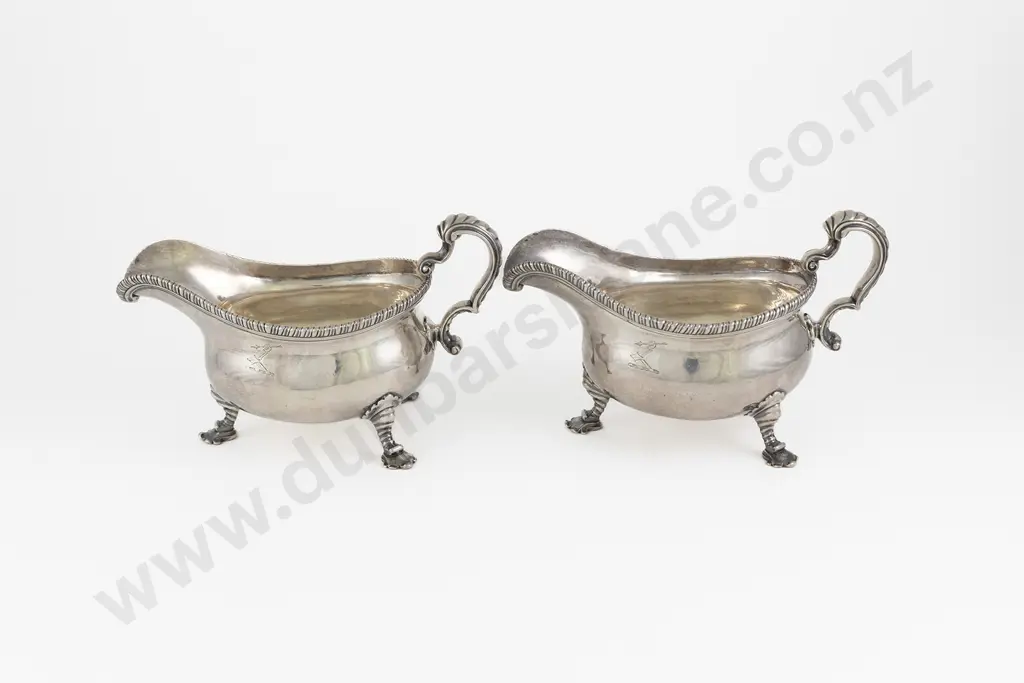 Superb & Rare Pair Of Geo II S/S Gravy Boats Image 1++