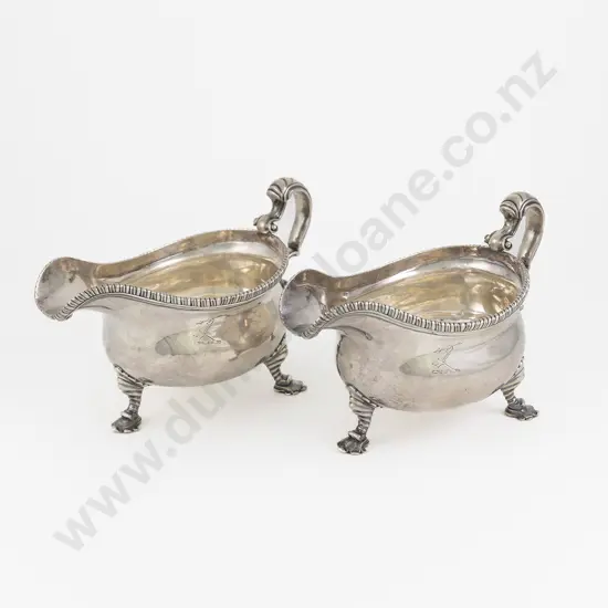 Superb & Rare Pair Of Geo II S/S Gravy Boats