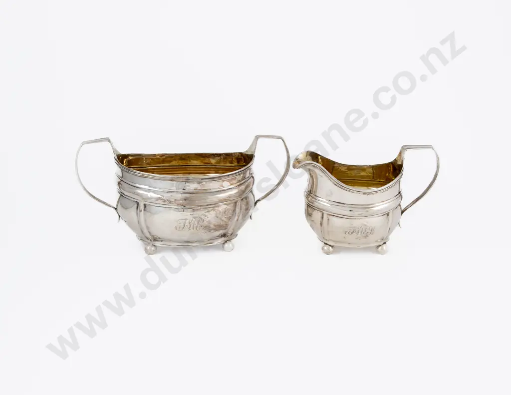 Geo III S/S Sugar Bowl & Milk Jug Image 1++