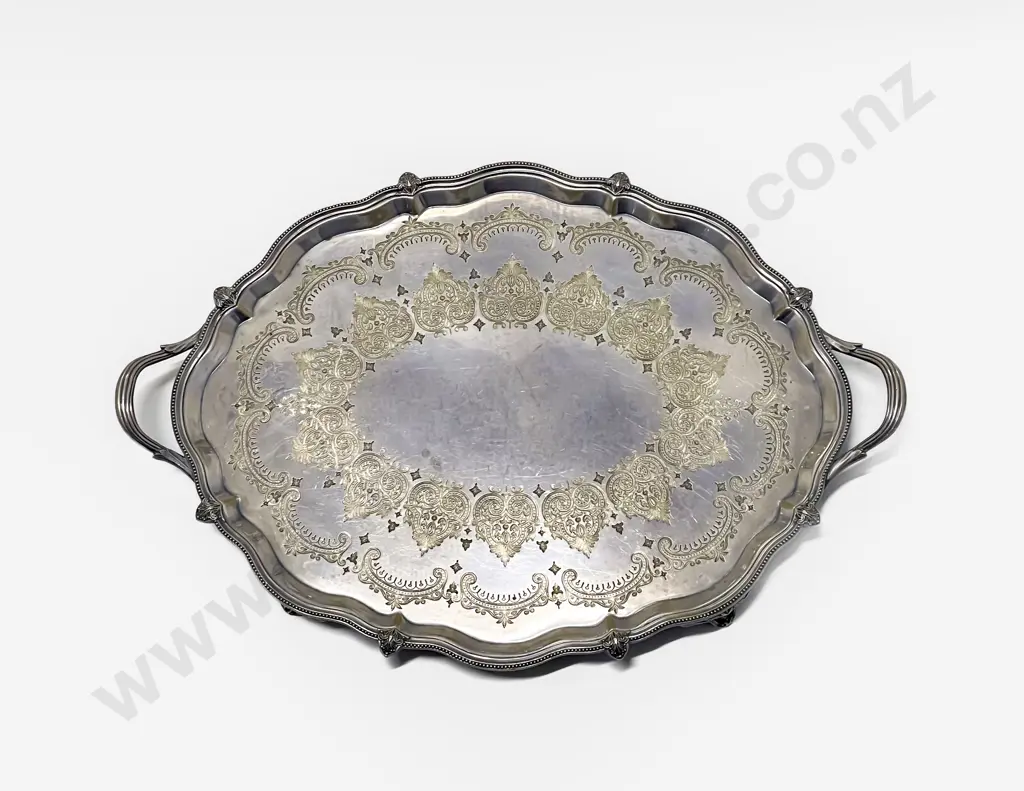 Large Late Vict S/Plate Two Handled Oval Banquet Tray Image 1++