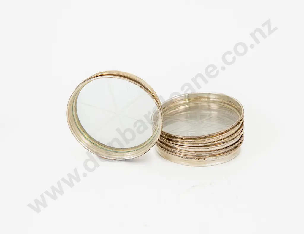 Set of Eight S/S Rimmed Glass Wine Coasters Image 1++