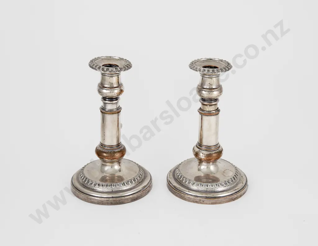 Pair Vict Sheffield Plate Ejector Candlesticks Image 1++