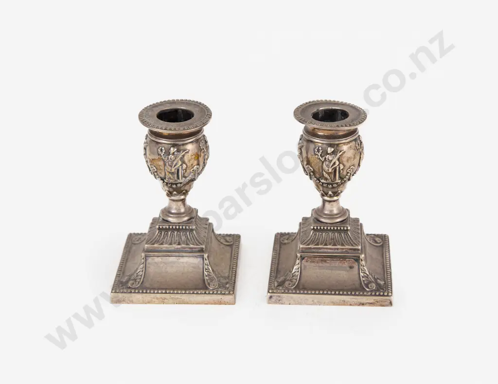 Pair Of Vict S/S Dwarf Candlesticks Image 1++