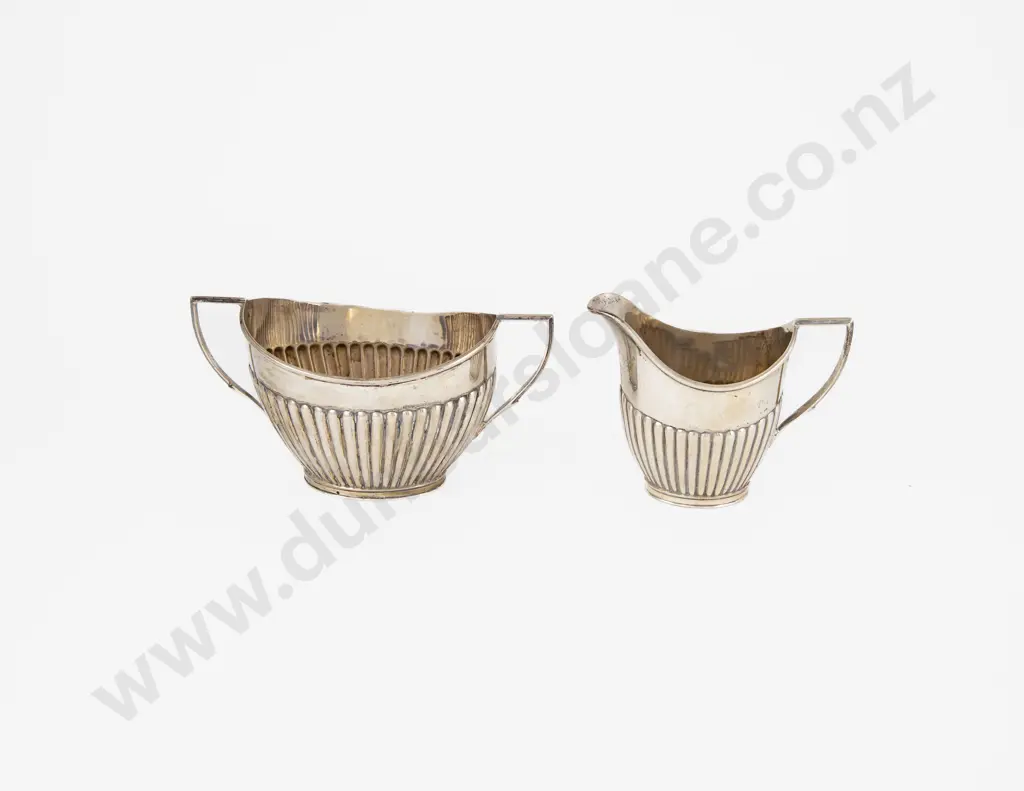 Late Vict S/S Sugar Bowl & Cream Jug Image 1++