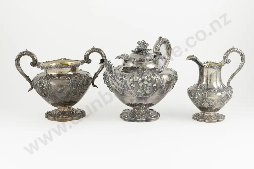 Fine Quality Early Vict S/S 3pce Teaset Image 1++