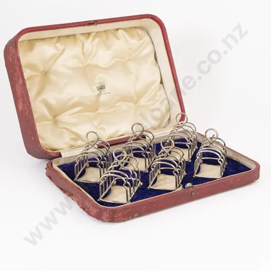 Cased Set Of Six Edw VII S/S Toast Racks