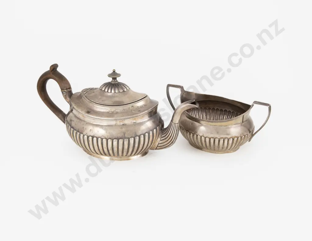 Geo III Irish S/S Teapot & Two Handled Sugar Bowl Image 1++
