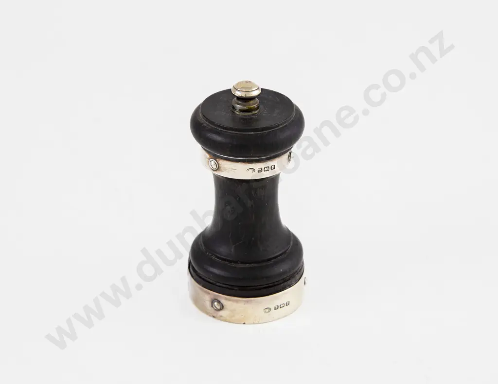 Geo V S/S Mounted Ebonised Pepper Mill Image 1++