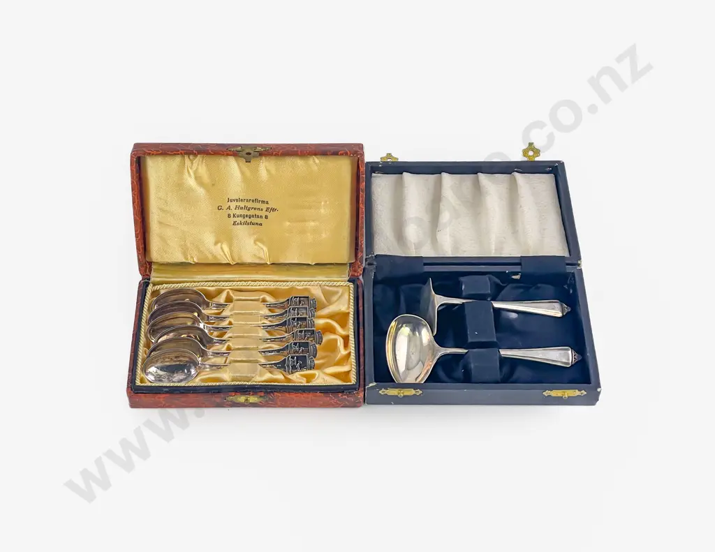 Cased Set Of Six Danish .830 Silver Coffee Spoons Image 1++