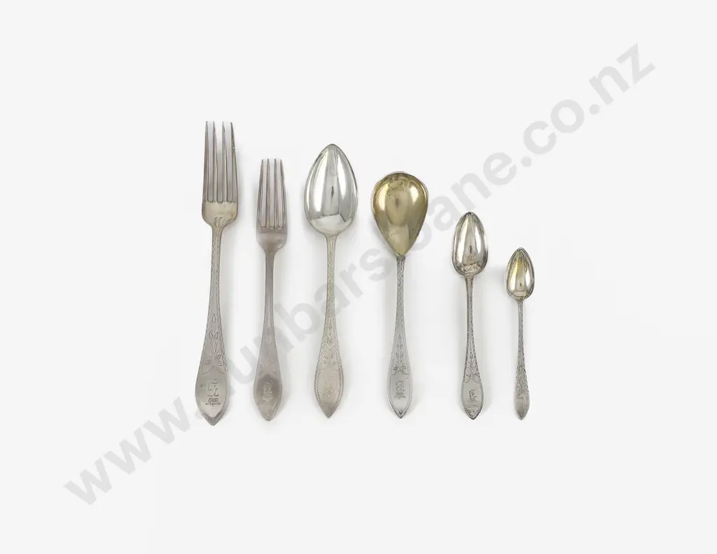 28 Piece Danish Silver Cutlery Set by L Berth of Copenhagen Image 1++