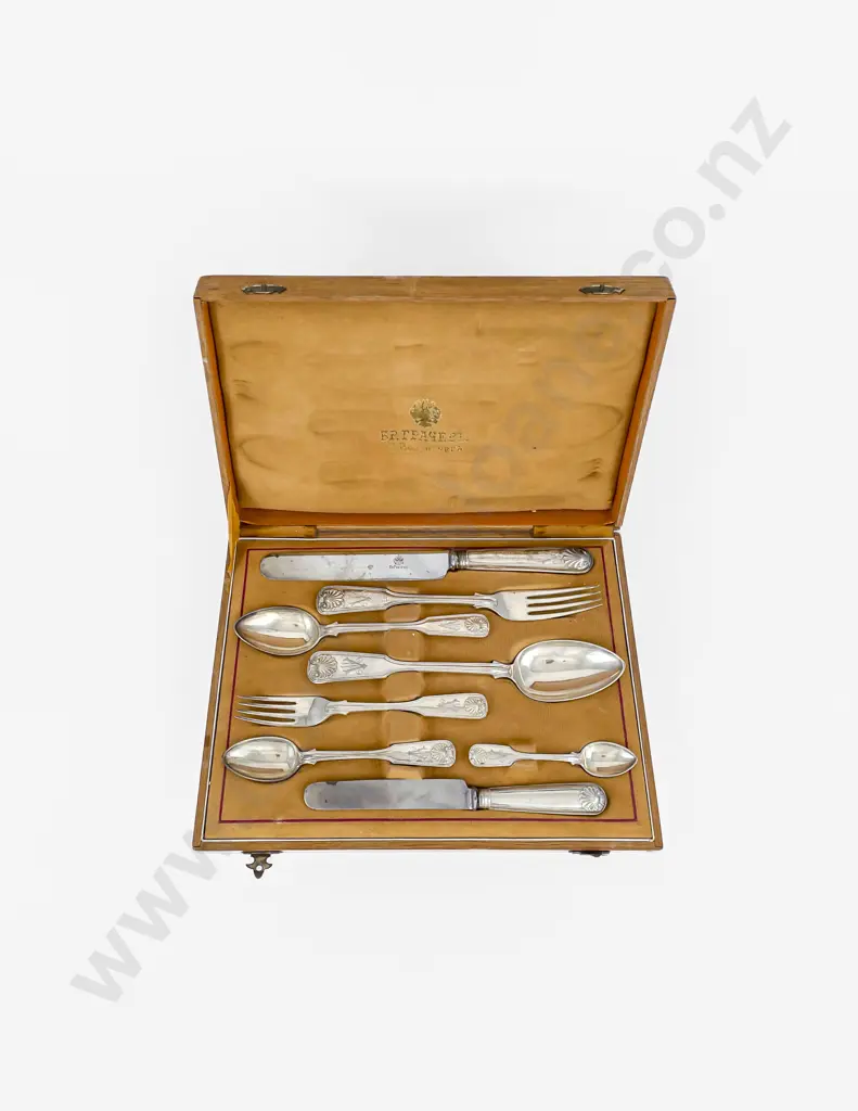 Rare Oak Cased .84 Russian Silver 8pce Cutlery Set Image 1++