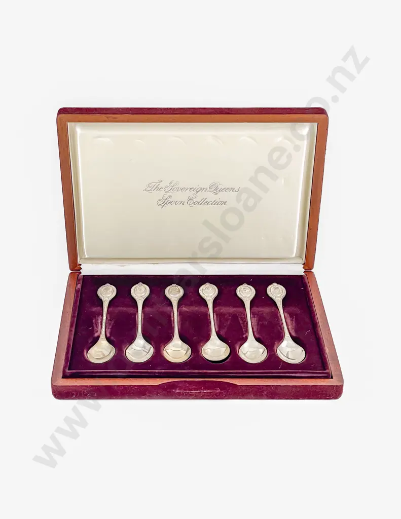 Cased Set Of Six S/S Sovereign Queens Teaspoons Image 1++