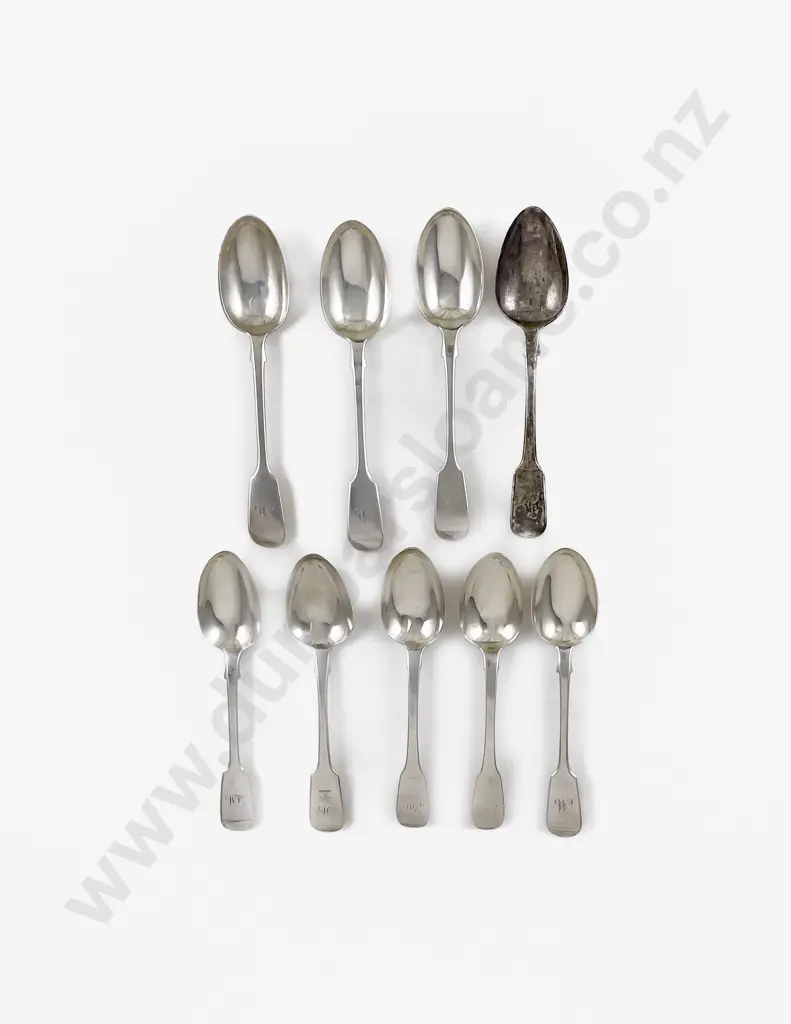Composed Set Of Nine C19th S/S Dessert Spoons Image 1++