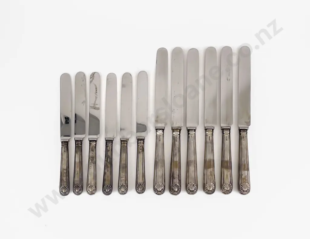 Set Of Twelve Early Vict S/S Handled Table Knives Image 1++