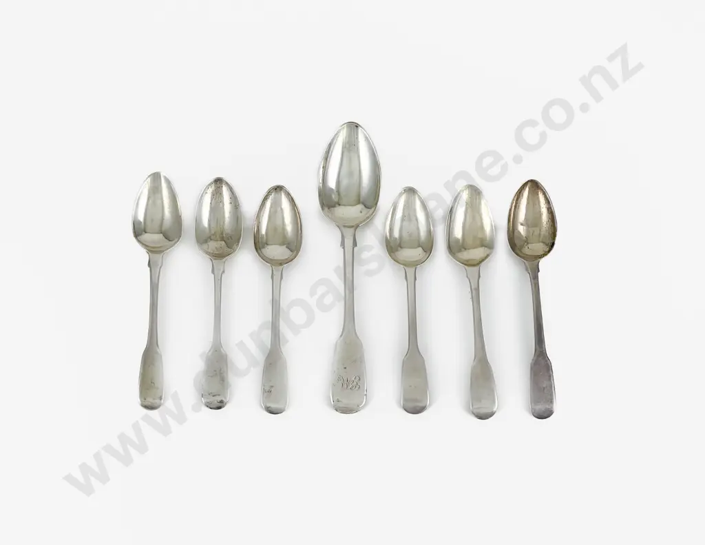Seven Various S/S Fiddle Pattern Spoons Image 1++