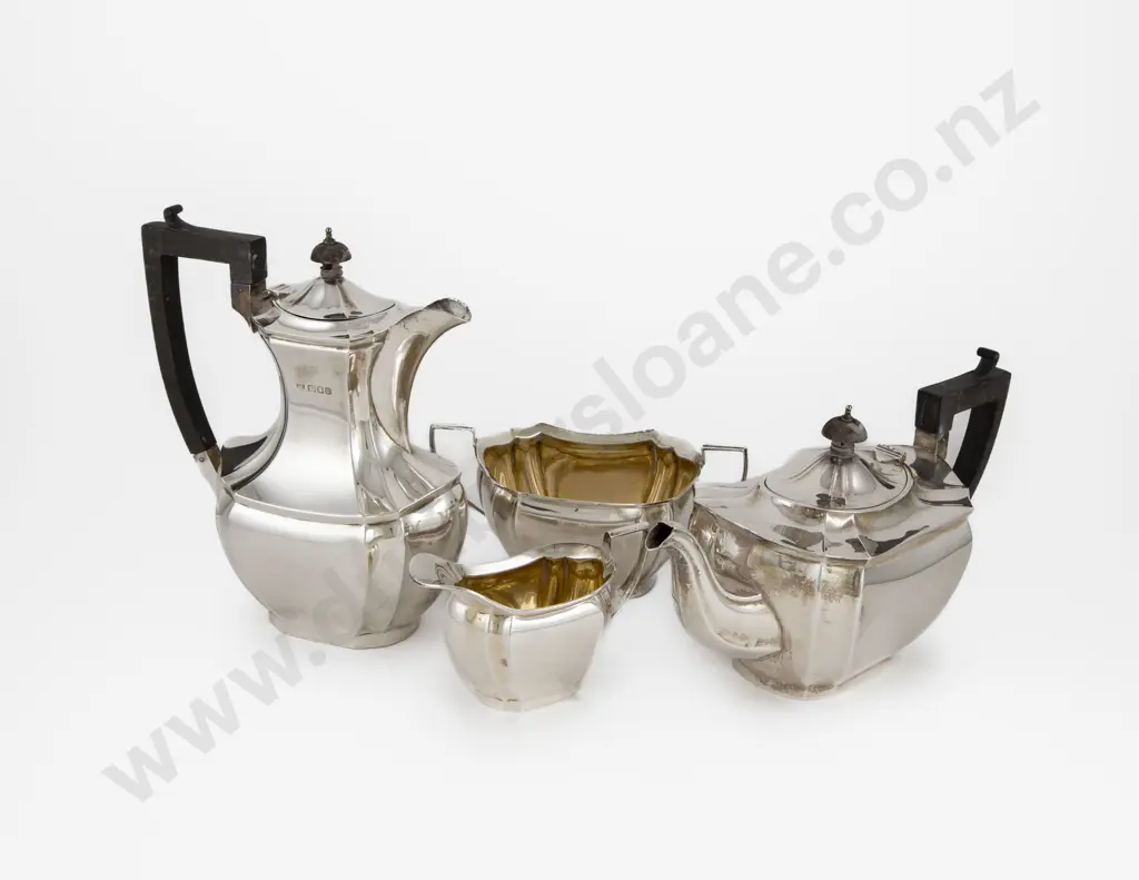 Geo V S/S 4 Piece Tea & Coffee Set by Walker & Hall Image 1++