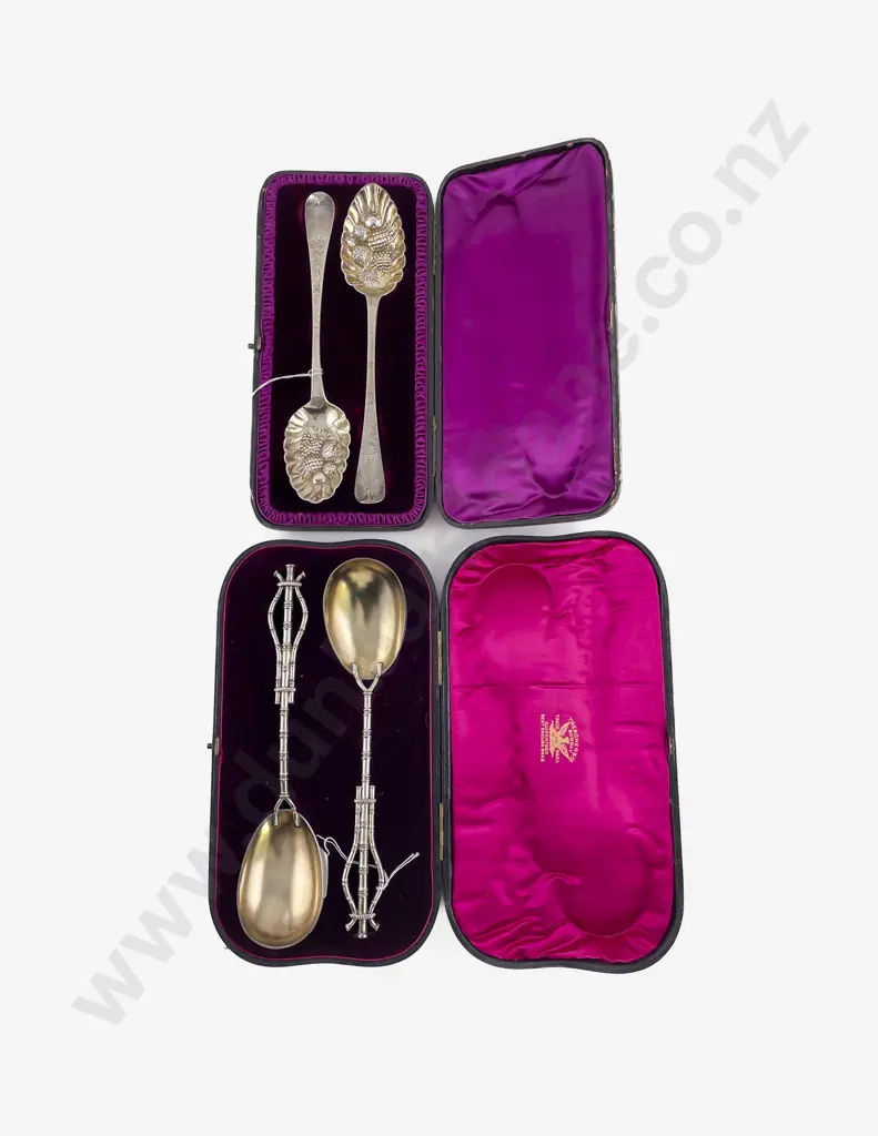 Matched Cased Pair Of Geo III S/S Berry Spoons Image 1++