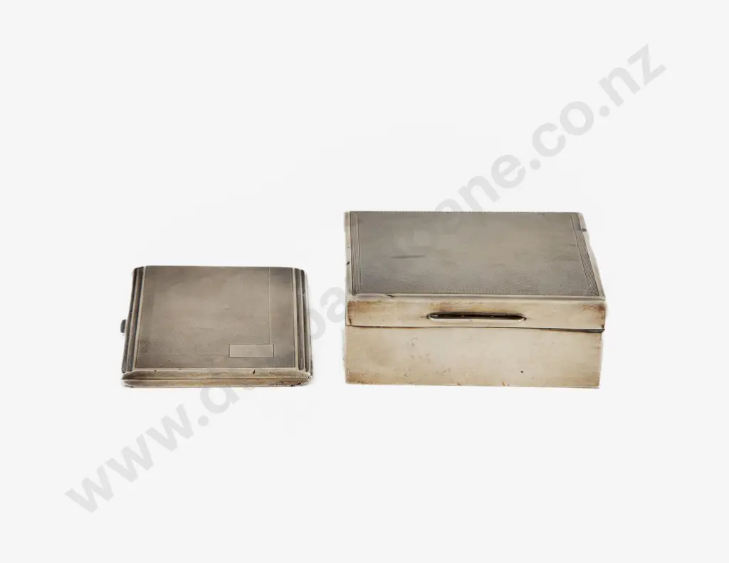 QEII S/S Cigarette Box & Geo V S/S Cigarette Case Image 1++