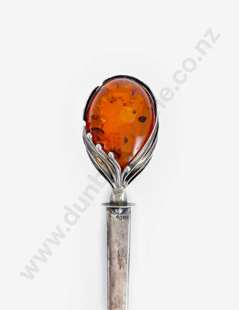 European Silver & Amber Cabochon Top Letter Opener Image 1++