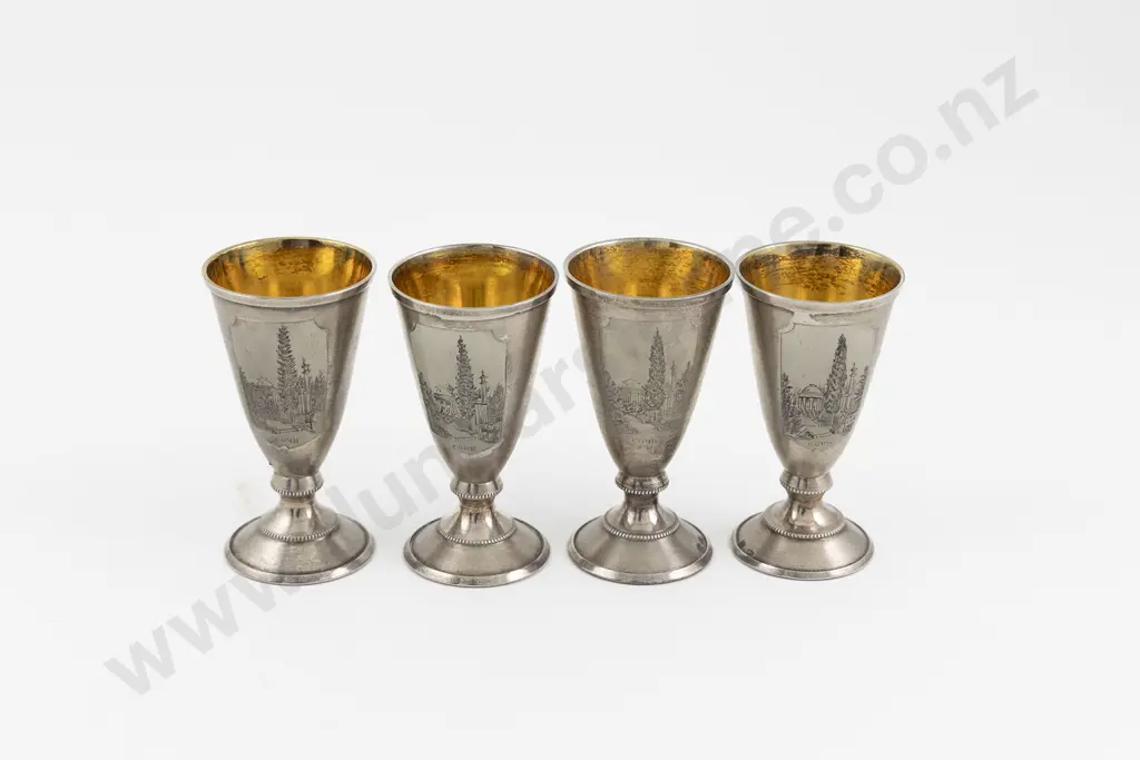 Four Russian Silver Kiddish Cups Image 1++