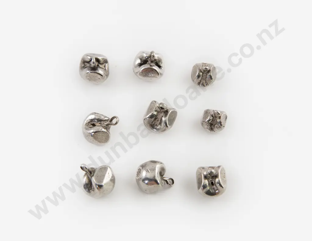 Nine Antique Solid Silver Button Weight Measures Image 1++