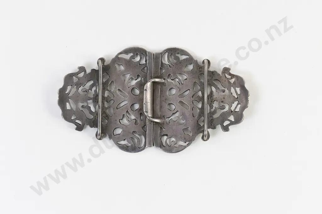 Victorian S/S Rococo Design 2pce Belt Buckle Image 1++