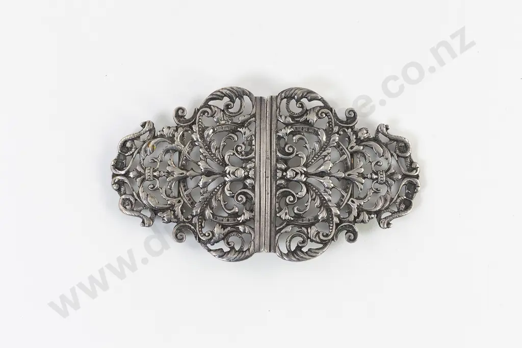 Victorian S/S Rococo Design 2pce Belt Buckle Image 1++