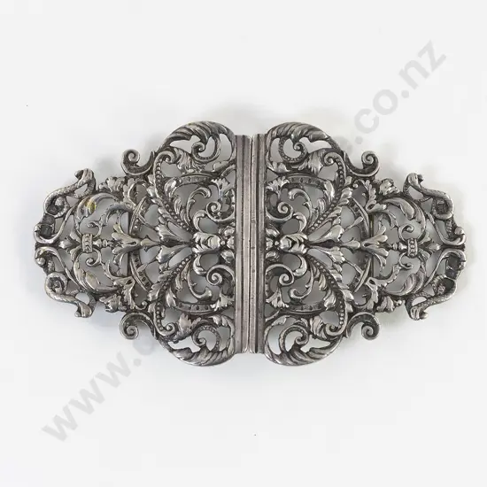 Victorian S/S Rococo Design 2pce Belt Buckle