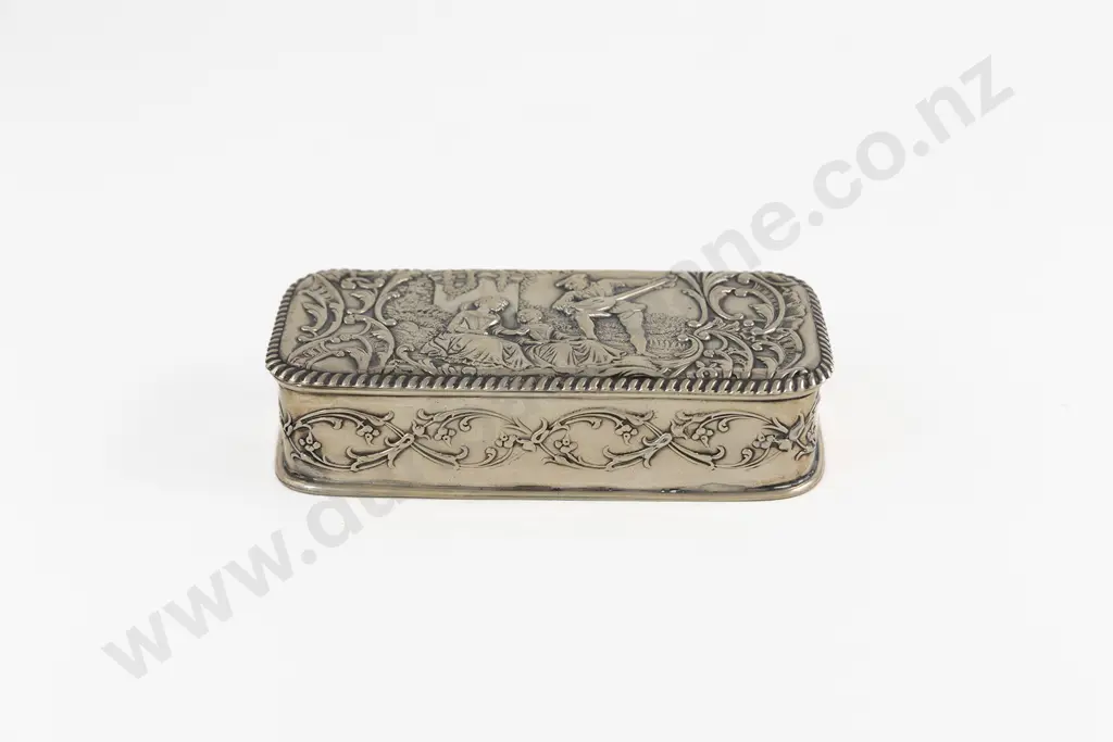 Attractive Late Vict S/S Rectangular Snuff Box Image 1++