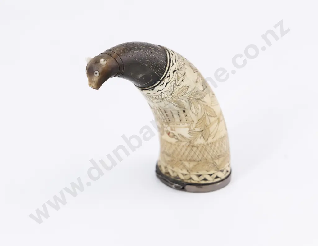 An Interesting C19th Scottish Scrimshaw Horn Snuff Mull Image 1++