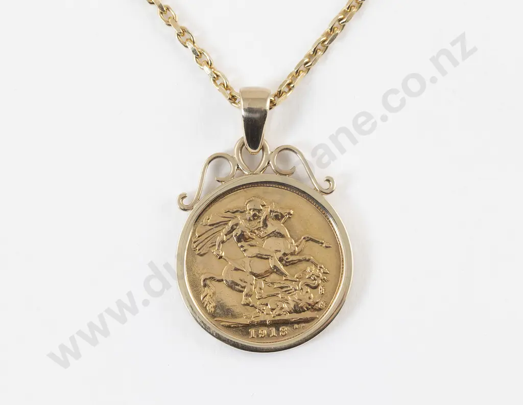 Edw VII 1913 Full Gold Sovereign Pendant Image 1++