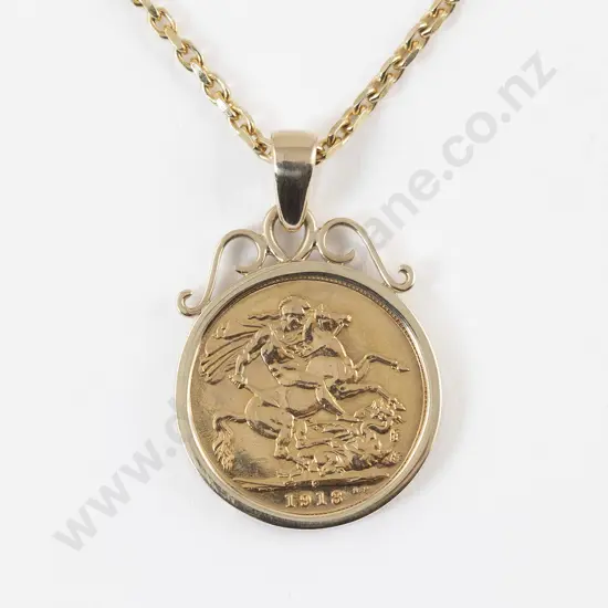 Edw VII 1913 Full Gold Sovereign Pendant