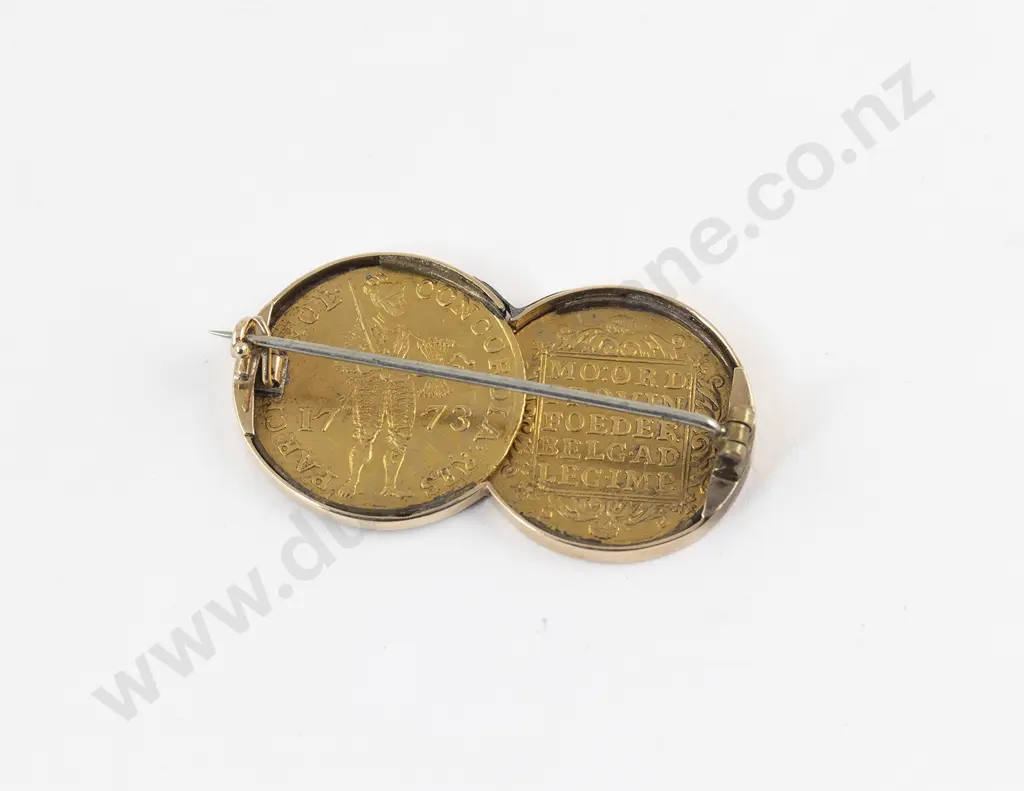 Two Netherlands Holland 1773 Gold Ducats Mounted as Brooch Image 1++