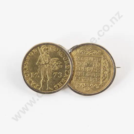 Two Netherlands Holland 1773 Gold Ducats Mounted as Brooch
