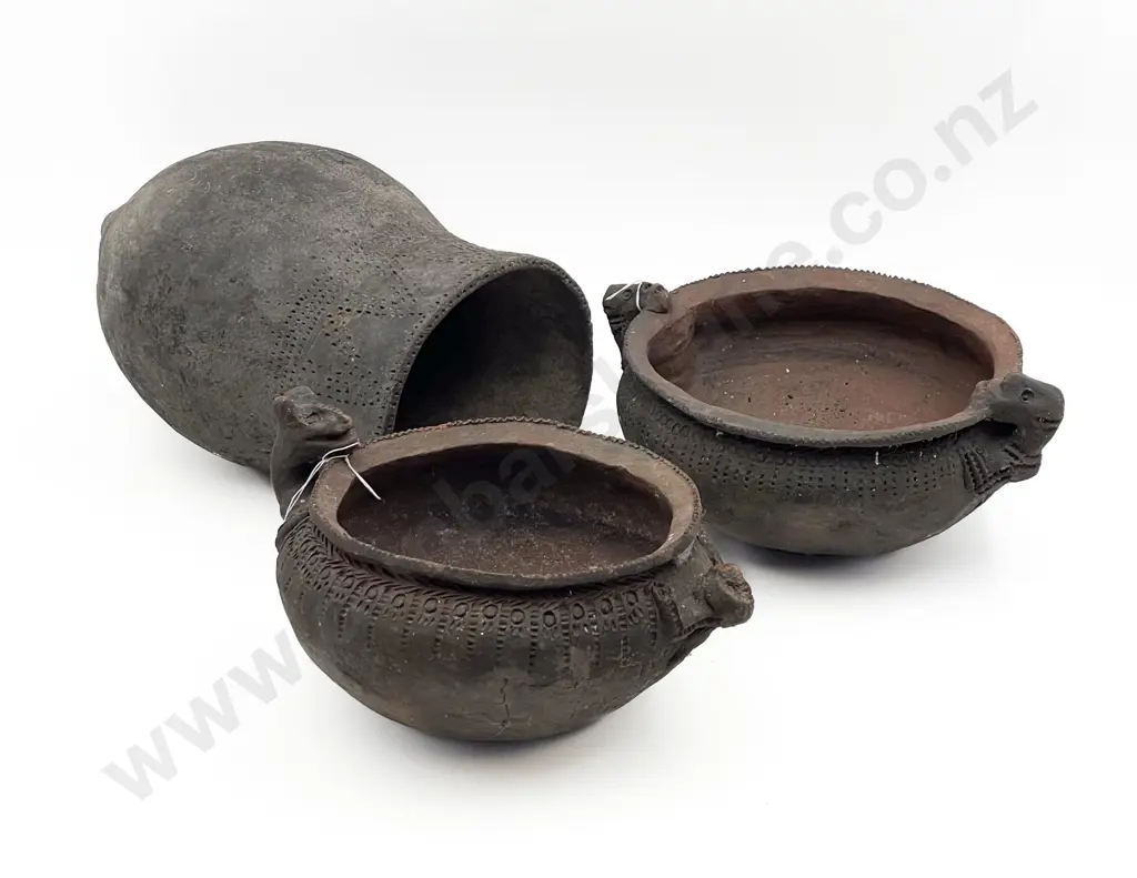 Three Raku Fired Food Bowls From Papua New Guinea Image 1++