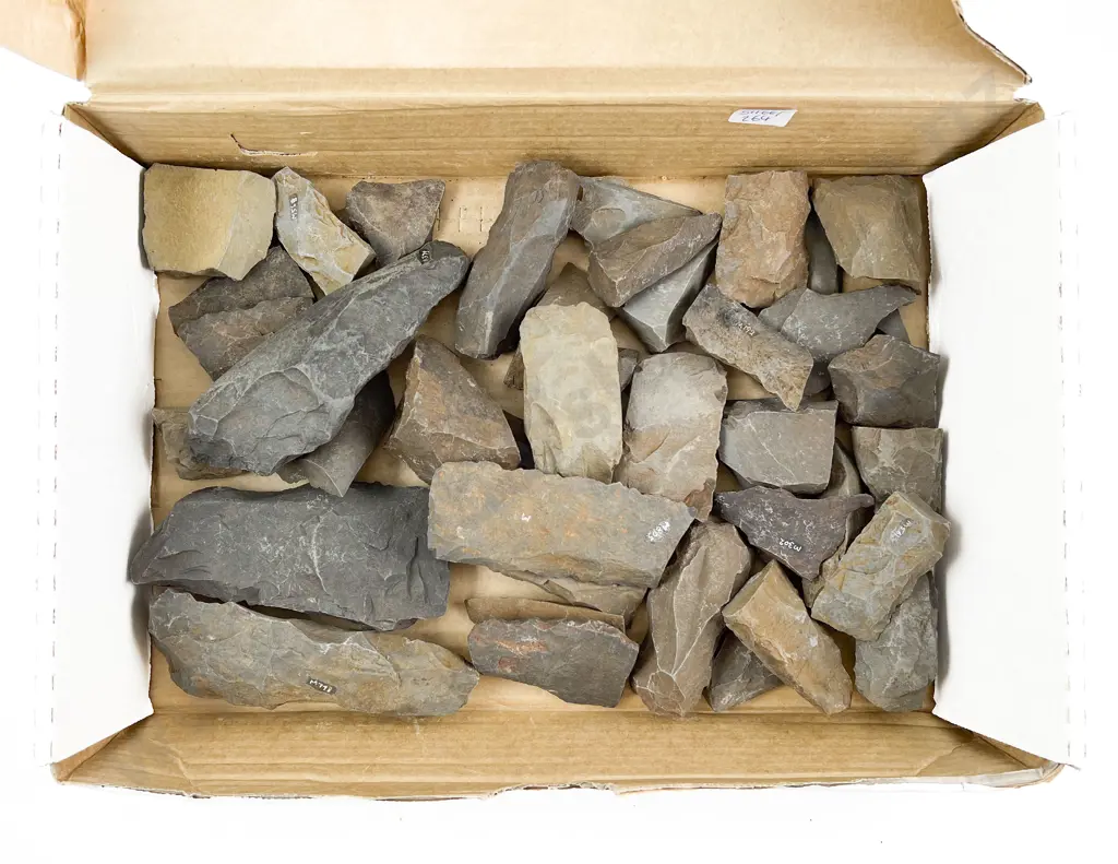 Box Quantity of Assorted Worked Stones From The Pitcairns Image 1++