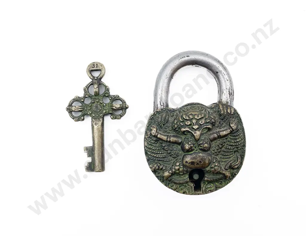 Tibetan Brass Lock & Key Image 1++
