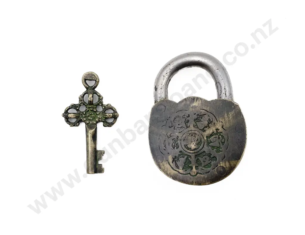 Tibetan Brass Lock & Key Image 1++