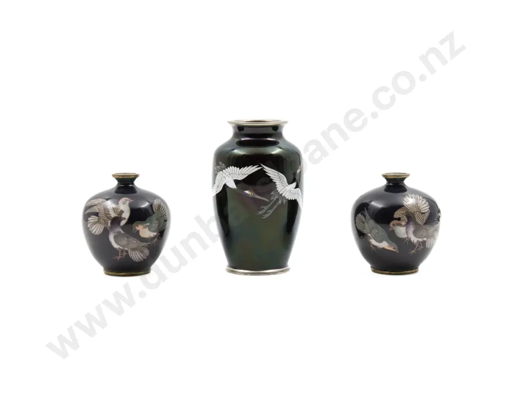 Three Small Meiji Period Cloisonne Vases Image 1++