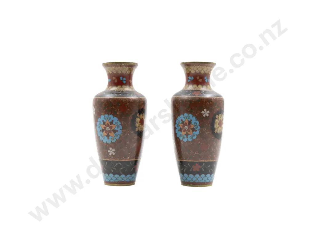 Pair of Japanese Cloisonne Vases Image 1++