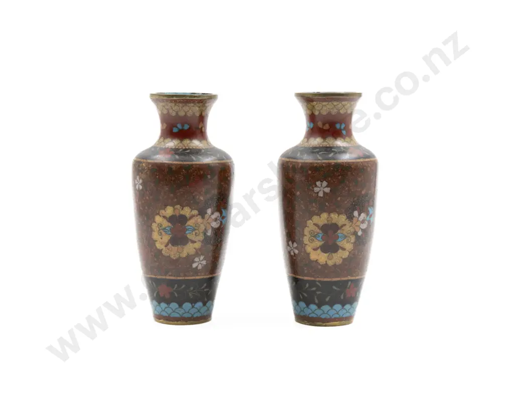 Pair of Japanese Cloisonne Vases Image 1++