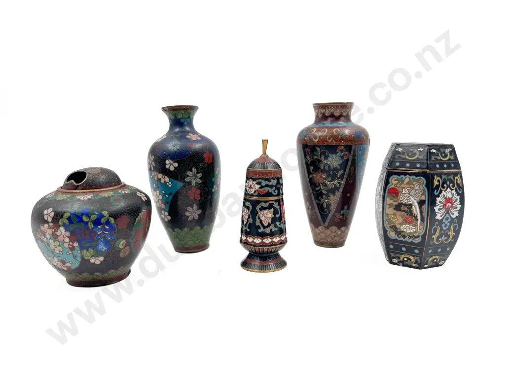 Five Japanese Cloisonne Vases Image 1++