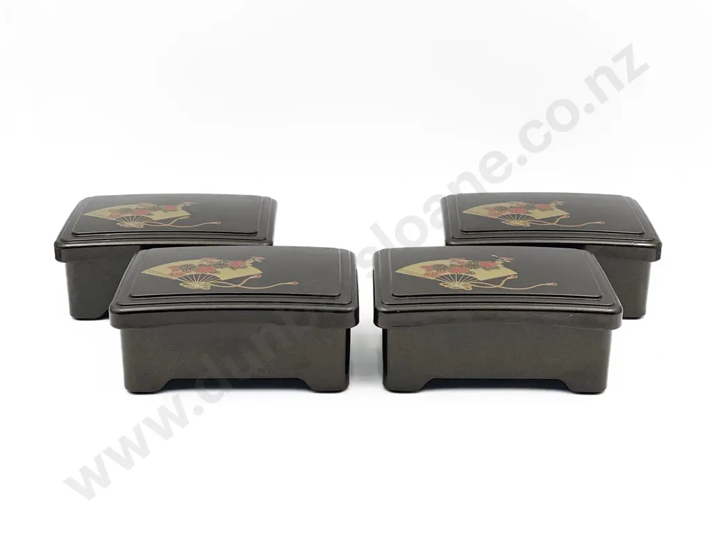 Four Matching Japanese Lacquered Boxes Image 1++