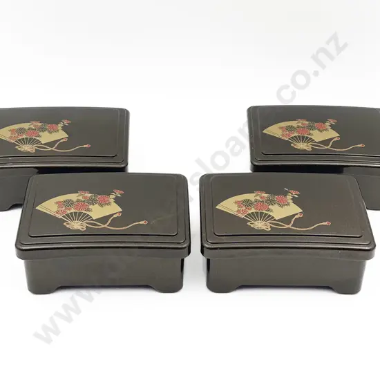 Four Matching Japanese Lacquered Boxes