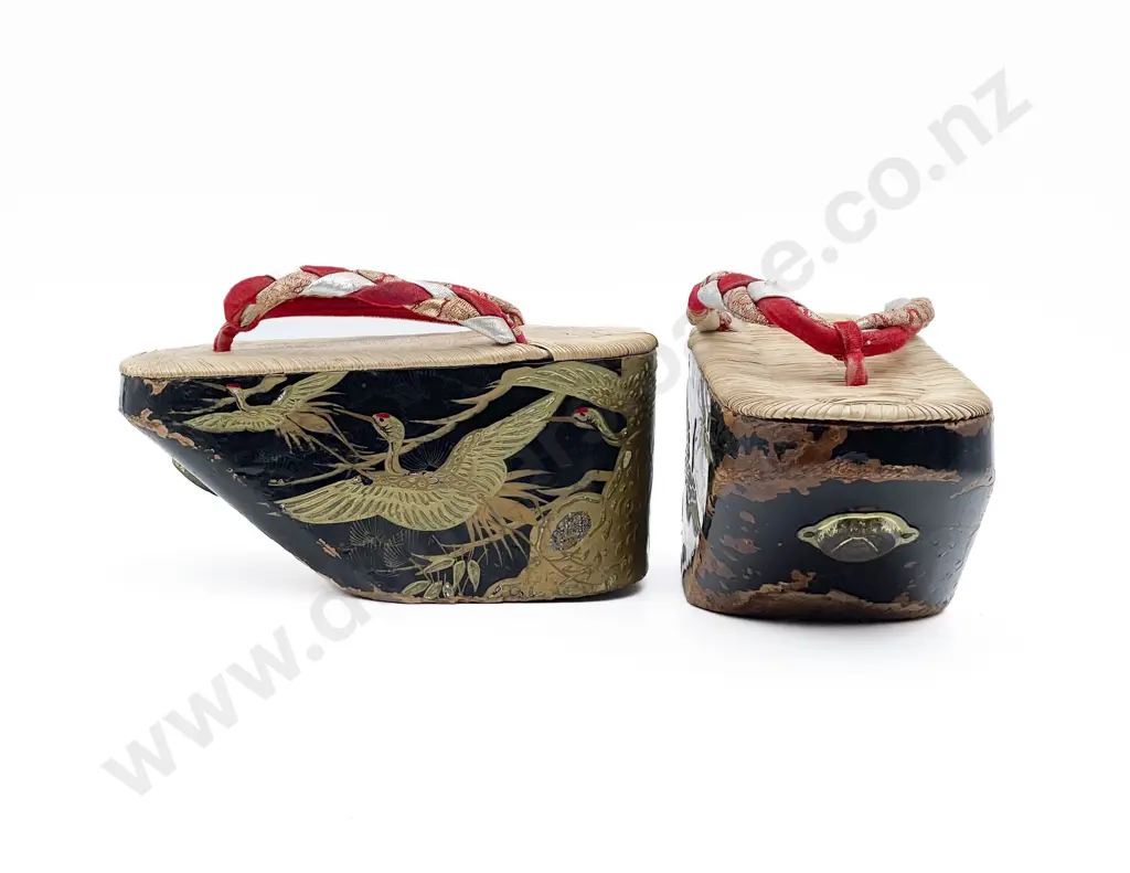 Pair of Japanese Maiko Lacquered Shoes Image 1++