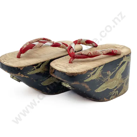 Pair of Japanese Maiko Lacquered Shoes